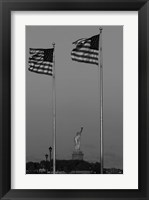 Framed Flags Fly Over Statue Of Liberty, Jersey City, New Jersey