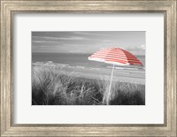 Framed Beach Umbrella On The Beach, Saunton, North Devon, England