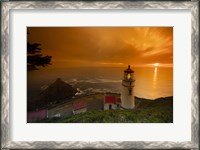 Framed Cape Meares Lighthouse At Golden Hour, Tillamook County, Oregon