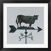 Framed 'Rural Relic Cow' border=