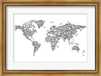 Framed Hanzi Kangi World Map