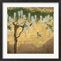 Framed Wisteria with House Finch