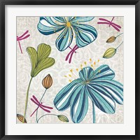 Flowers & Dragonflies Framed Print