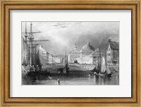 Framed Skyline Boston Massachusetts From Waterfront Showing Fanueil Hall Engraving By T. A. Prior From Bartlett