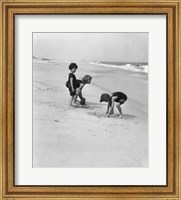 Framed 3 Kids Playing In The Sand On The New Jersey Shore