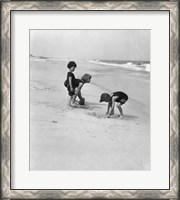 Framed 3 Kids Playing In The Sand On The New Jersey Shore