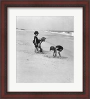 Framed 3 Kids Playing In The Sand On The New Jersey Shore