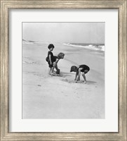 Framed 3 Kids Playing In The Sand On The New Jersey Shore