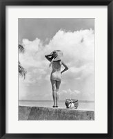 Framed Woman Standing On Tropical Beach Wall