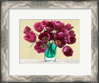Framed Red Tulips in a Glass Vase