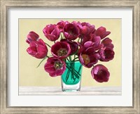 Framed Red Tulips in a Glass Vase