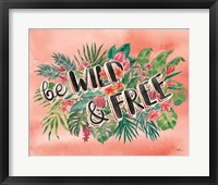 Framed Jungle Vibes VI Watercolor Coral