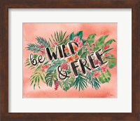 Framed Jungle Vibes VI Watercolor Coral
