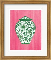 Framed Chinoiserie III Green Watercolor