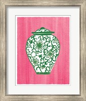Framed Chinoiserie III Green Watercolor