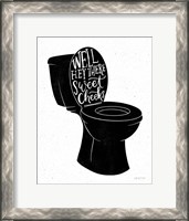 Framed Bathroom Puns IV Black