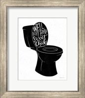 Framed Bathroom Puns IV Black