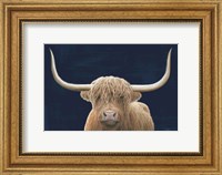 Framed Highland Cow Navy