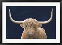 Framed Highland Cow Navy