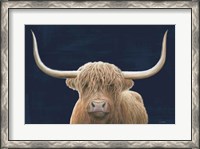 Framed Highland Cow Navy