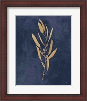 Framed 'Botanical Study I Gold Navy' border=