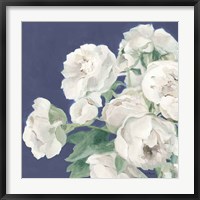 Framed Peonies on Blue Indigo