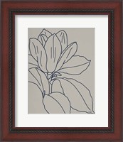 Framed Magnolia Line Drawing v2 Gray Crop