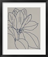Magnolia Line Drawing v2 Gray Crop Framed Print