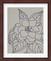 Framed Gardenia Line Drawing Gray Crop