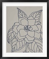 Framed Gardenia Line Drawing Gray Crop