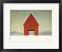 Framed Red Barn Winter