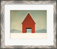 Framed Red Barn Winter