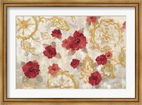 Framed Elegant Fresco Red Gold