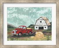 Framed Red Truck at the Barn