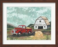 Framed Red Truck at the Barn