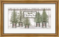 Framed Galvanized Pots White Christmas Trees II