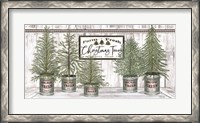 Framed Galvanized Pots White Christmas Trees II