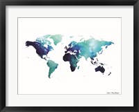 Framed Blue Space World Map