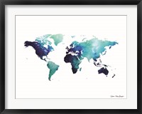 Framed Blue Space World Map