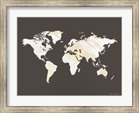 Framed Marble Gold World Map