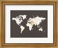 Framed Marble Gold World Map