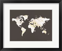 Framed Marble Gold World Map