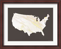 Framed Marble Gold USA Map