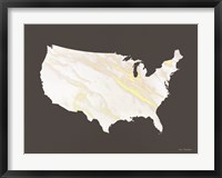 Framed Marble Gold USA Map