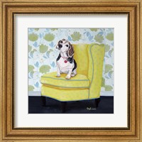 Framed Beagle on Yellow