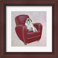 Framed Bulldog on Red