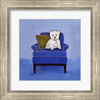 Framed 'Westie on Blue' border=