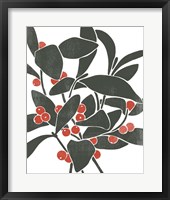 Colorblock Berry Branch I Framed Print