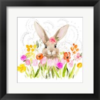 Framed April Flowers & Bunny I