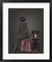 Framed Black Cat and Rottweiler
